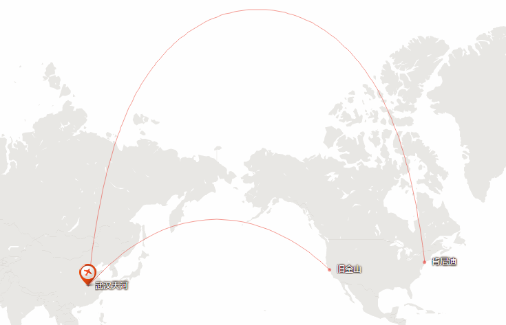 根据航线判断猜测,因为武汉到西雅图没有直飞航线,其很有可能从旧金山
