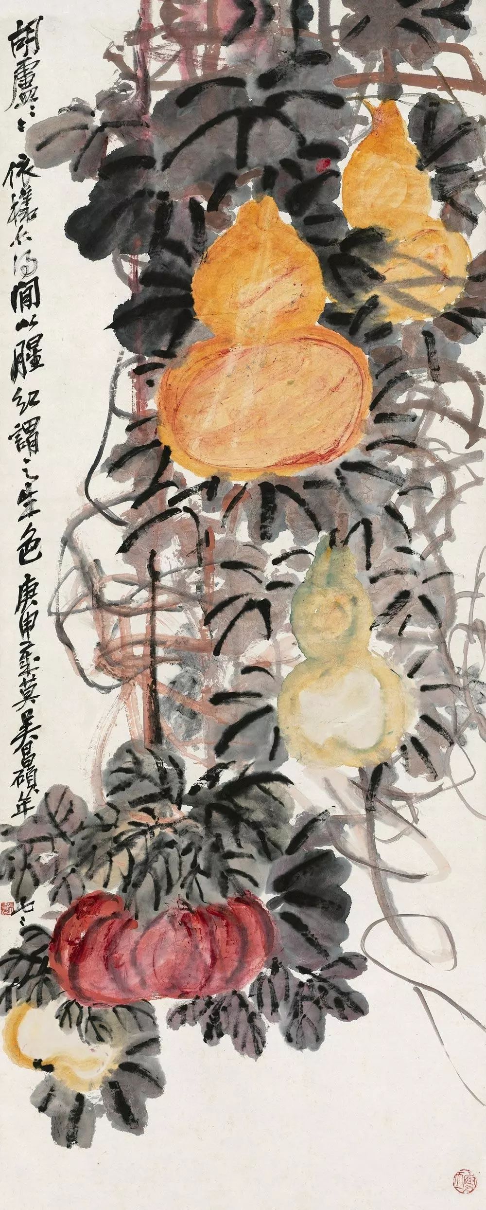 过年赏名家画葫芦,祝您福禄双收!_吴昌硕