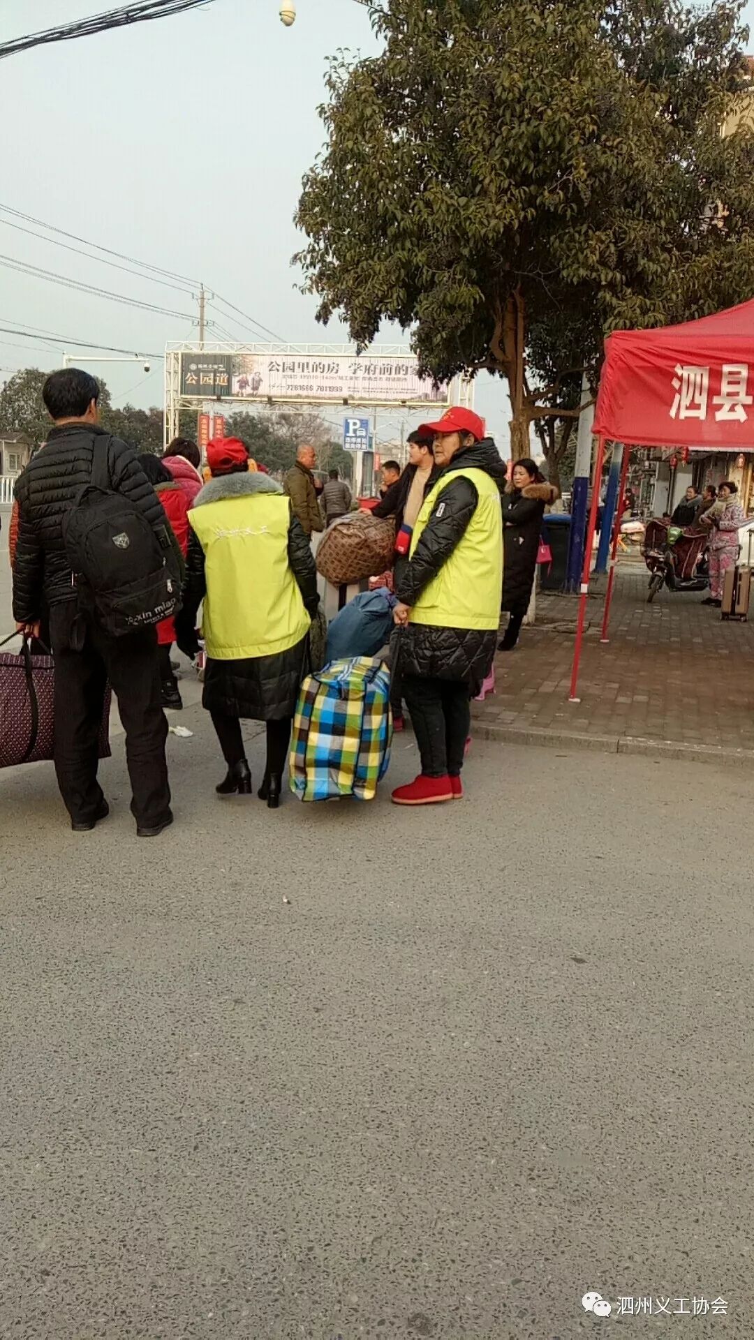 看看我们的小小志愿者,也利用寒假时间参加志愿活动.