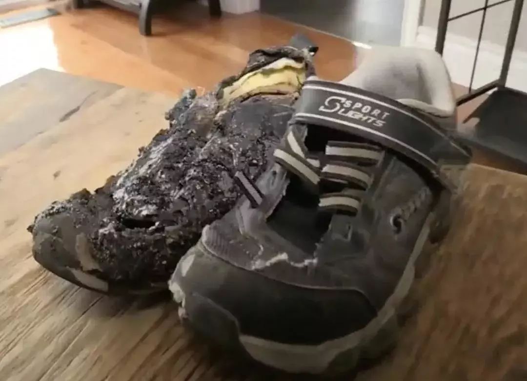 事故中烧焦的鞋子(图源:加拿大媒体报道)这种发光鞋以电池供电一旦