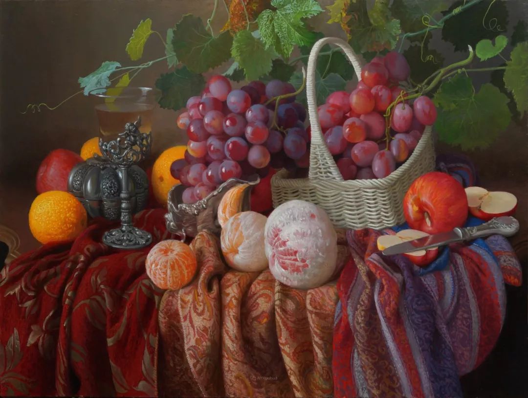 非常丰盛静物水果俄罗斯画家亚历山大赛义多夫作品一
