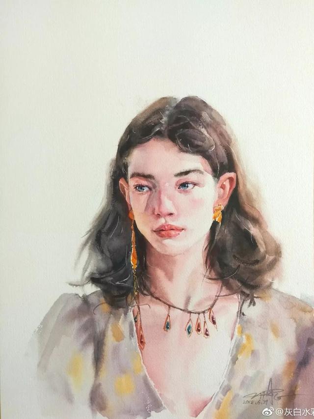 颜值即正义,96年的小帅哥画的水彩人物,美得不像话