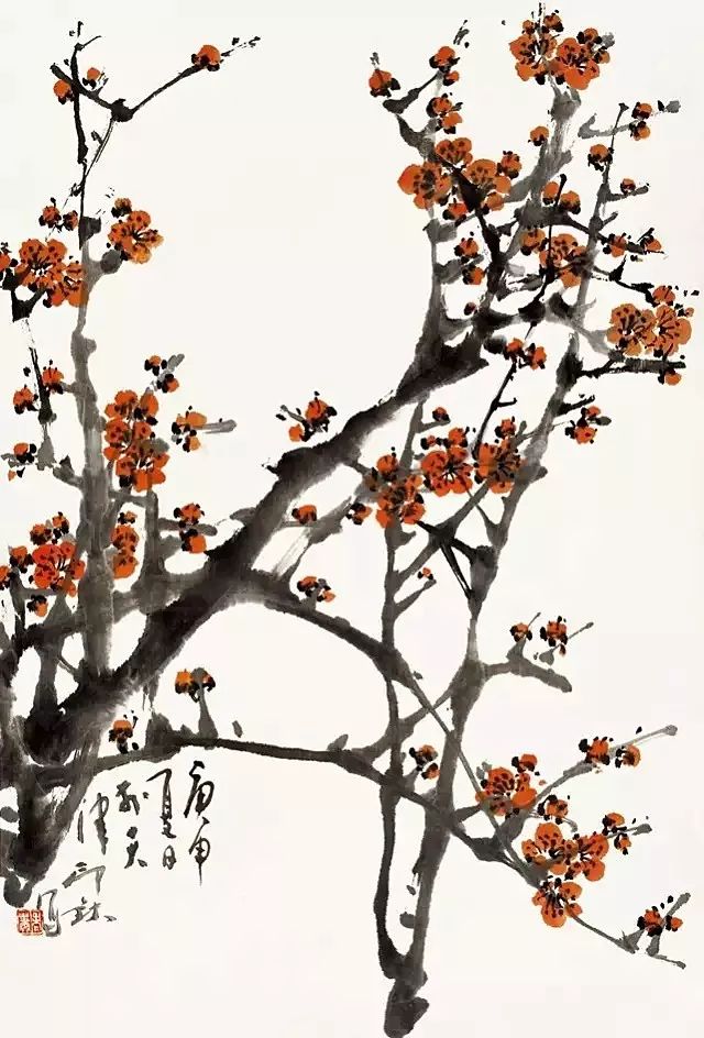 红梅迎春,这幅梅花他画了100天!_萧朗