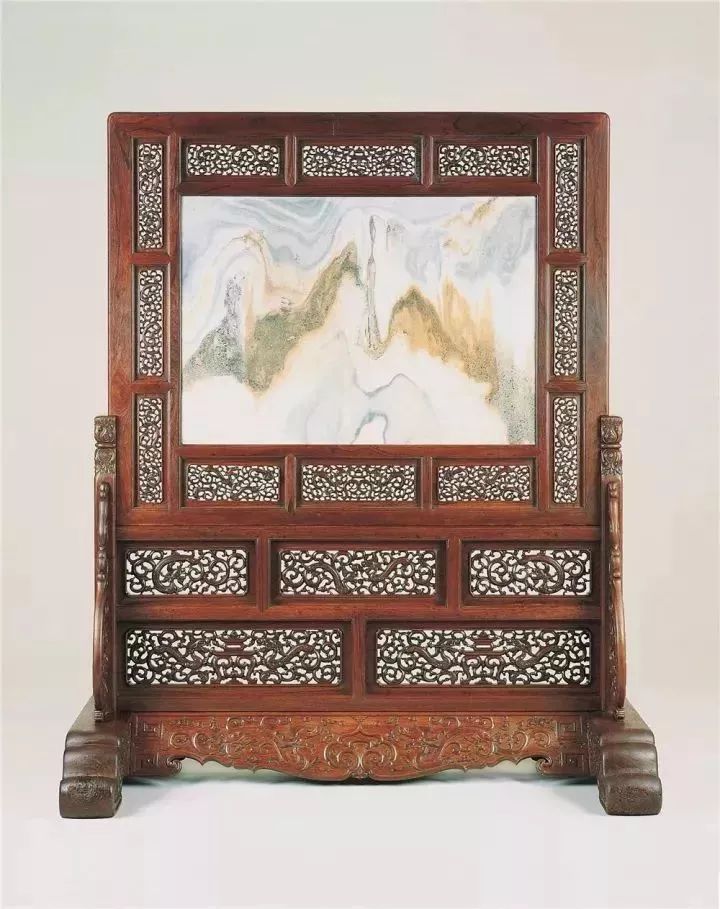 17世纪 黄花梨嵌大理石插座式屏风 现藏于明尼阿波利斯艺术博物馆