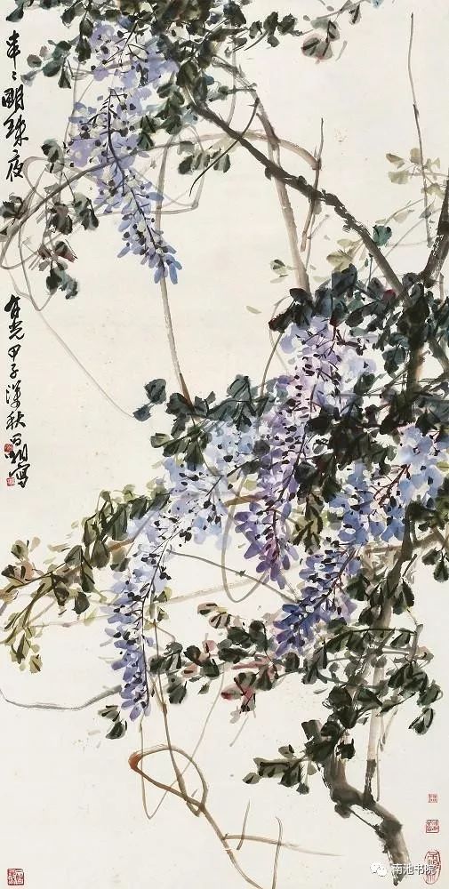 国画大师笔下的紫藤花灿若云霞紫气东来