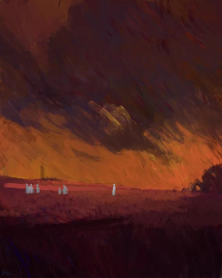 数字上的绘画作品,能够增添深度和质感,营造出忧郁或怀旧的氛围.