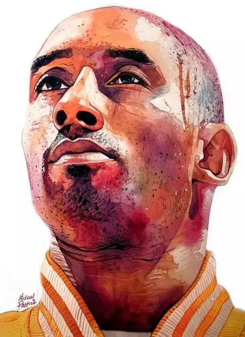 一组油画缅怀nba篮球巨星科比传奇的一生