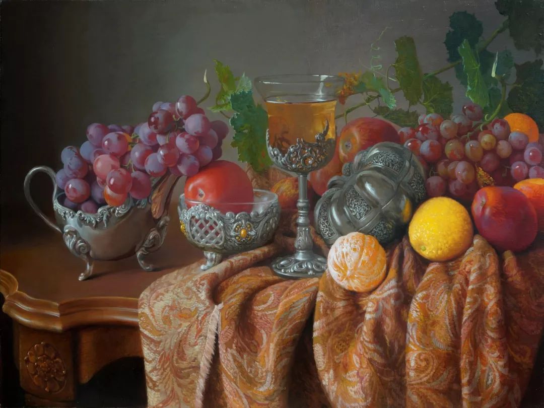 非常丰盛静物水果俄罗斯画家亚历山大赛义多夫油画作品欣赏