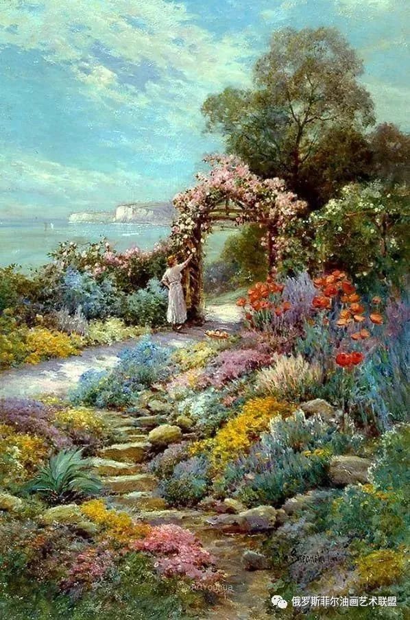 繁花似锦英国画家小阿尔弗雷德德布赖恩斯基油画作品赏析