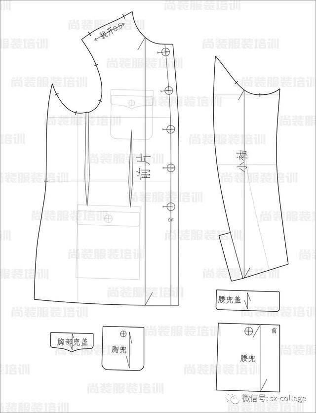 中山服裁剪制图纸样图片