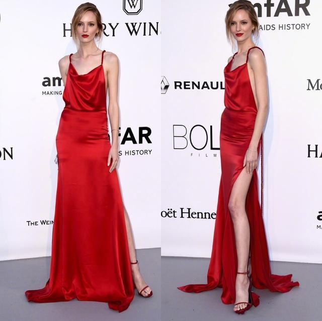 超模dariastrokous经典红毯造型人间富贵花与丝绸长裙绝配