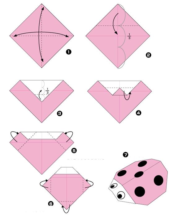当然也有很多可爱的小动物和小昆虫,妈妈们可以上网搜一些简单的折纸