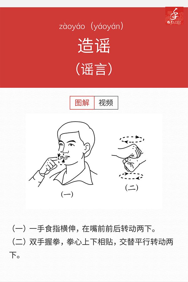 以上手势图片均经华夏出版社有限公司授权,选于《国家通用手语词典》