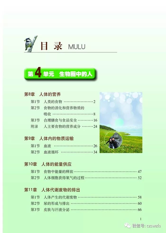北师大版生物七年级下册电子课本