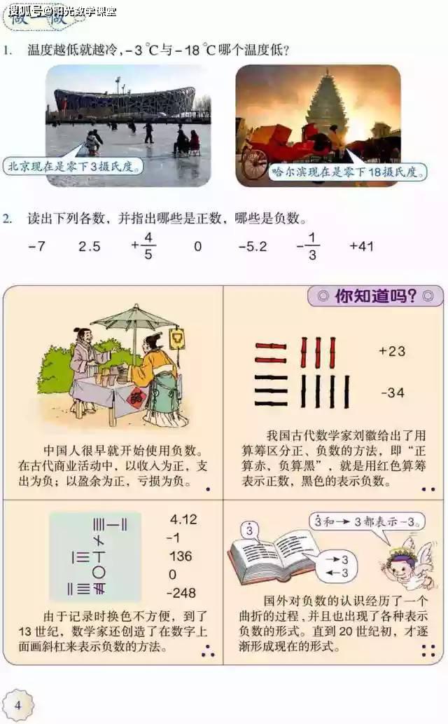 小预习电子书六年级下册数学负数的认识讲解