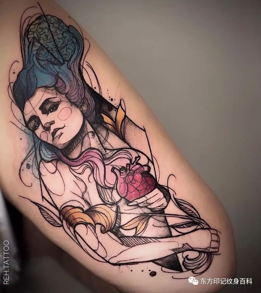 身体调色盘水彩纹身