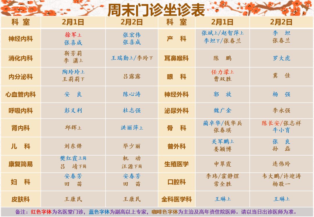 郑州颐和医院本周末门急诊坐诊表附专家电话