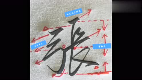 分享常用字“张”的行书写法,注意笔画之间的距离,学会了么?