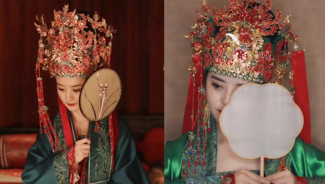 up主不仅一个珠子一个铜片的做出了凤冠,还还原了赵丽颖的同款妆容
