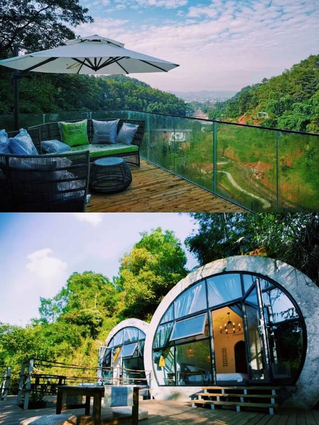 乐山旅行住在山野林间里的山顶观景餐厅