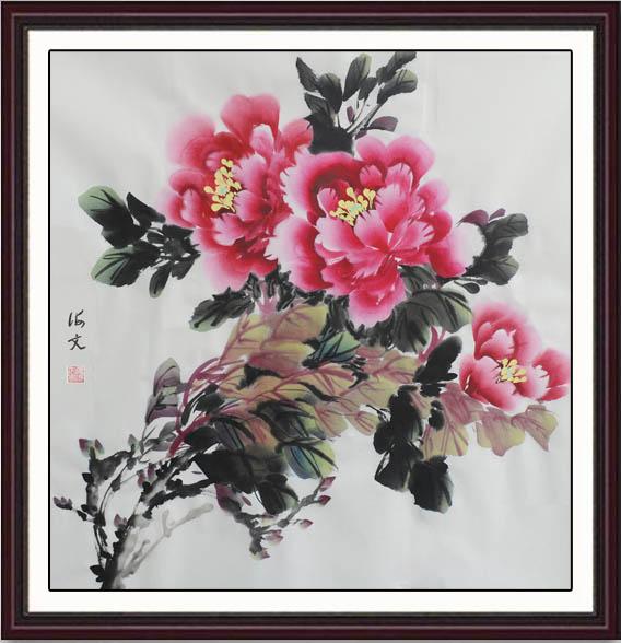 张海文绘画作品牡丹画欣赏