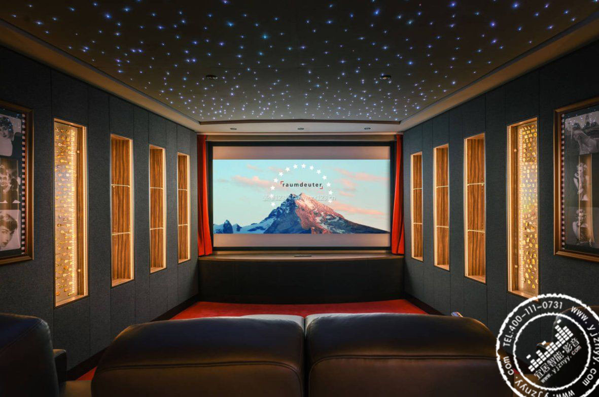 别墅影音室1,灯光效果布局复杂需考虑多灯光对与影音室来说是非常重要