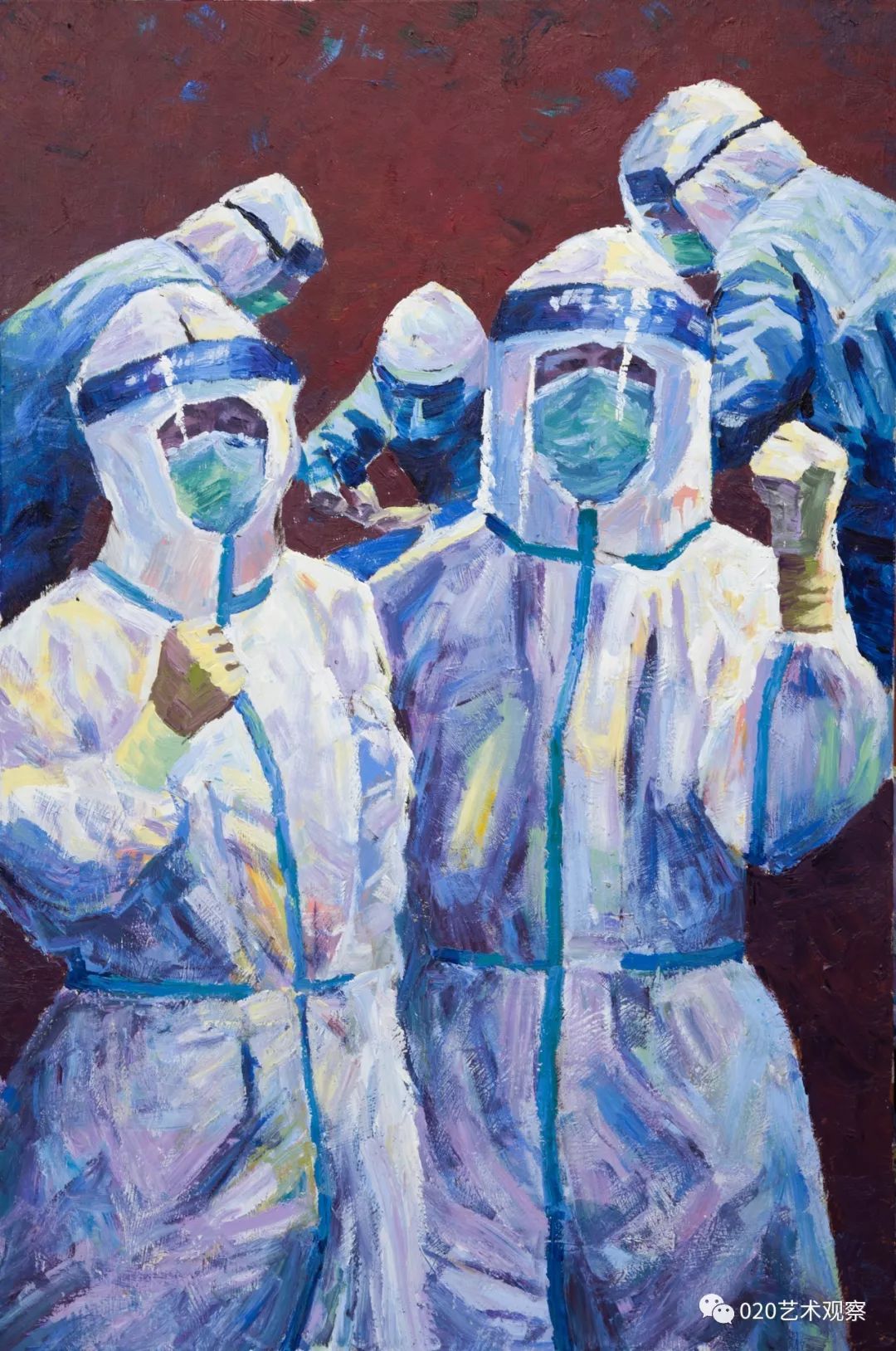 周满杨作品《武汉加油》(丙烯画)洪楚平作品《众志成城》(书法)杨学军