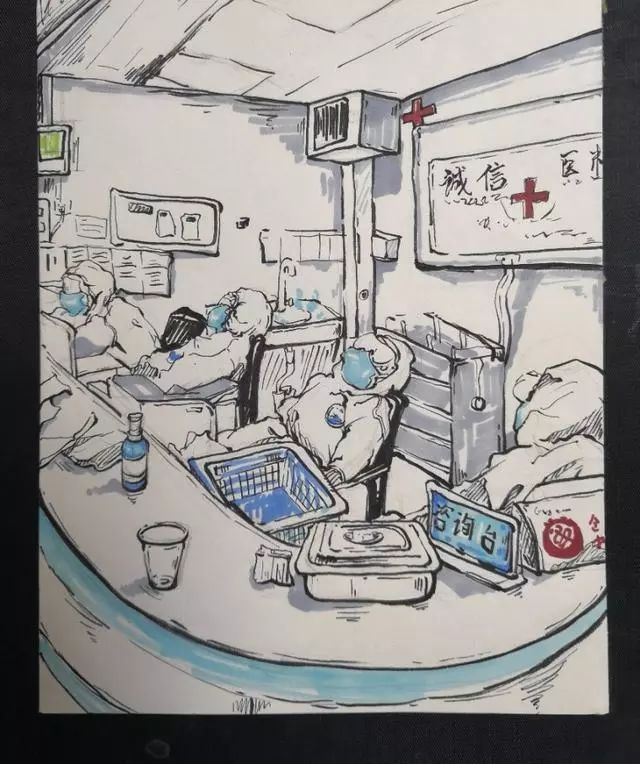 武汉大学生画图致敬护城英雄