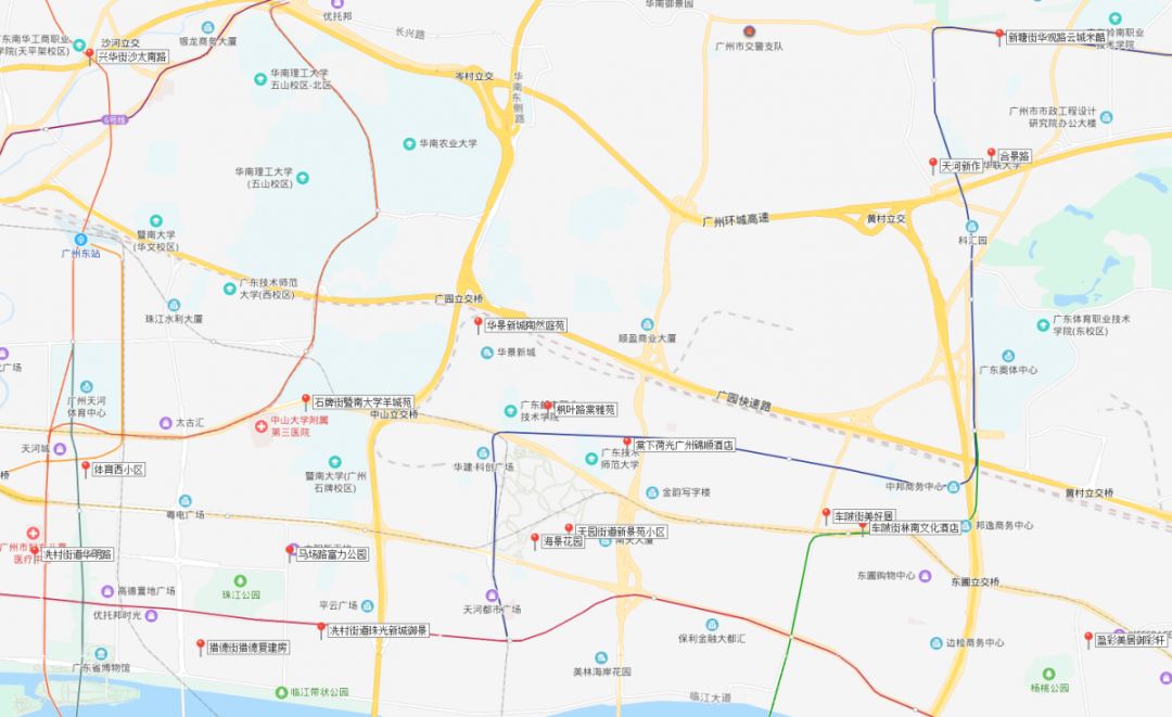 石牌街暨南大学羊城苑 天园街道新景苑小区 棠下街枫叶路棠雅苑 棠下