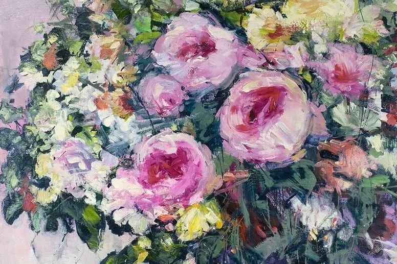 怒放的美丽花卉~美国艺术家卡梅洛·布兰迪诺油画作品赏析