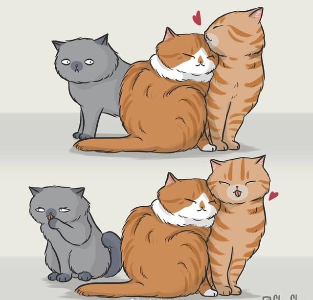 超萌可爱猫咪插画吸猫猫治愈系漫画插画