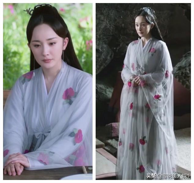 白浅接见少辛的前后,穿的灰色纱裙实在有点浮夸,粉色花朵布满全身