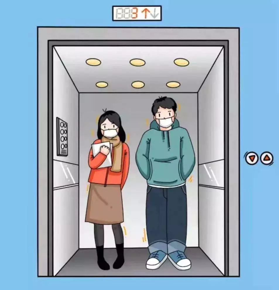 1,搭乘电梯一定要戴口罩.