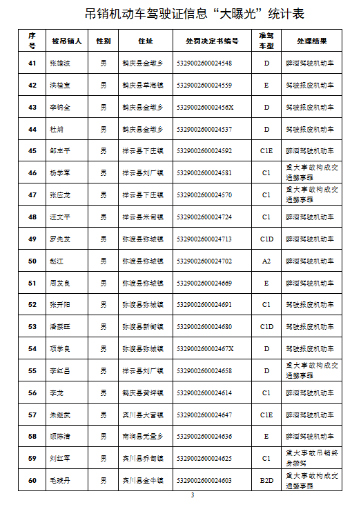 曝光||祥云有5人,大理州吊销机动车驾驶证信息"大曝光"