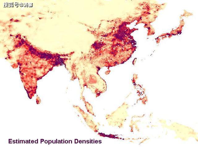 东亚和南亚人口密度分布图丰富的降水,加之平坦的地形,肥沃的土壤,使
