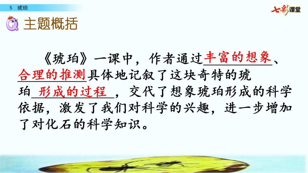 部編版四年級下冊第5課琥珀圖文講解知識點梳理
