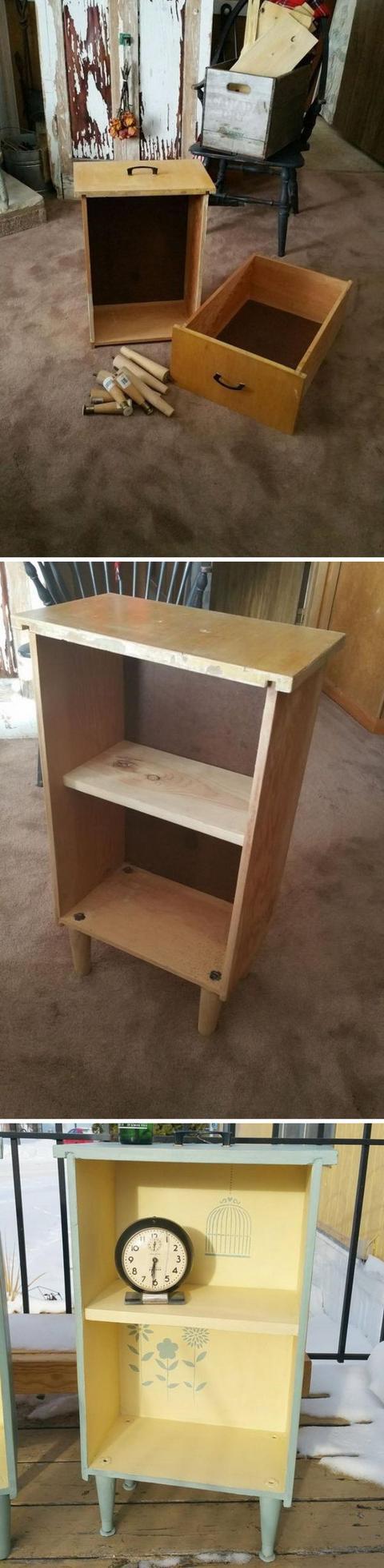 村口捡回来的旧柜子破抽屉留下来改成浴室架来收纳结实耐用