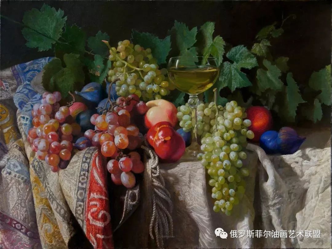 非常丰盛静物水果俄罗斯画家亚历山大赛义多夫油画作品欣赏