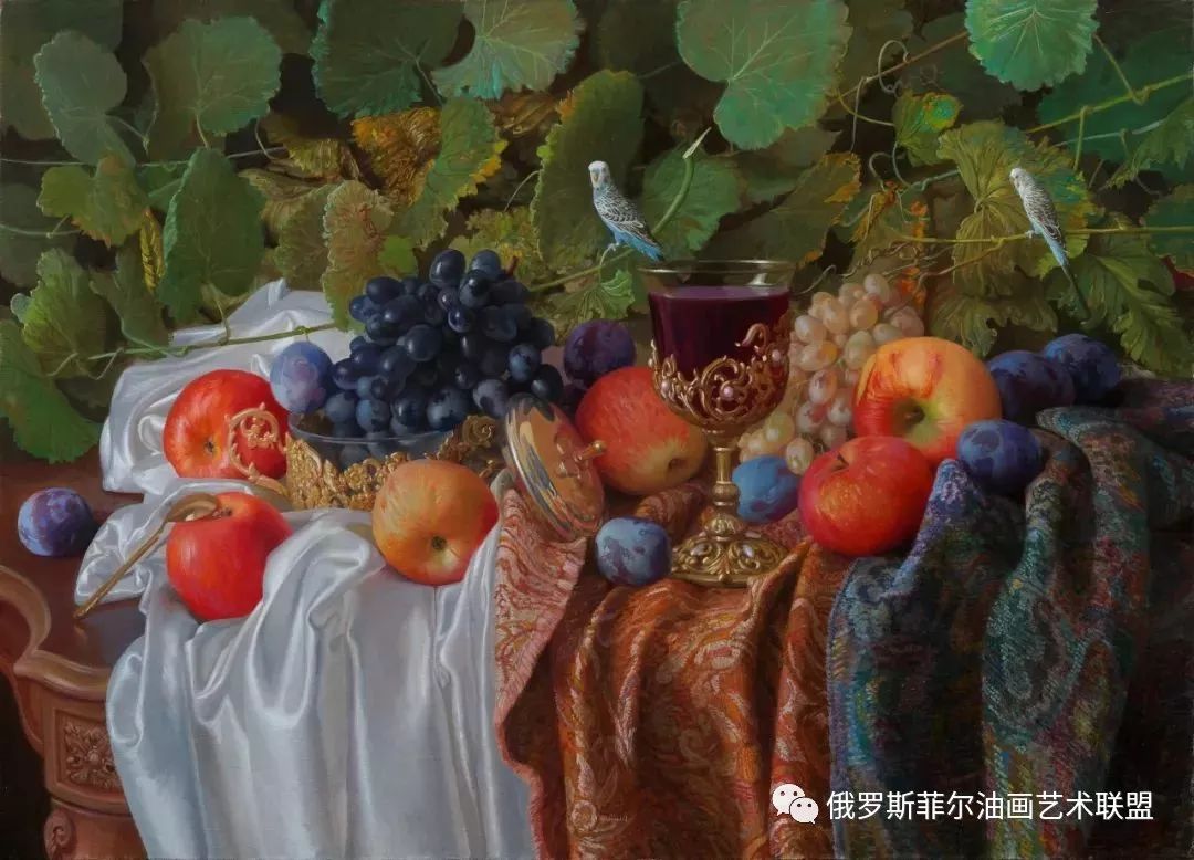 非常丰盛静物水果俄罗斯画家亚历山大赛义多夫油画作品欣赏