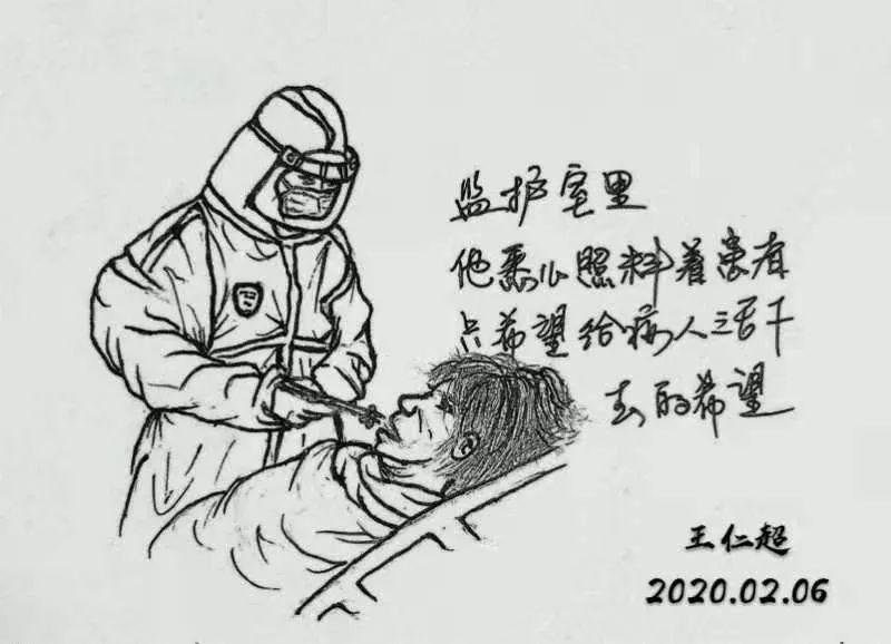 海口这名男护士用圆珠笔画下感人瞬间,传递"战疫"心