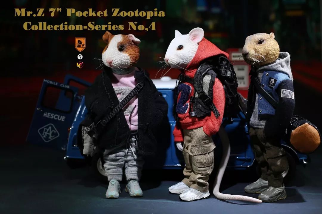 由小白鼠,土拨鼠和豚鼠3只鼠兄弟组成,穿上酷酷的卫衣和帅帅的工装裤