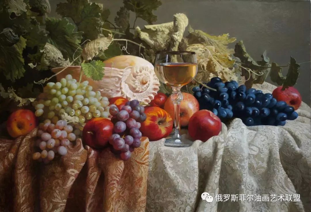 非常丰盛静物水果俄罗斯画家亚历山大赛义多夫油画作品欣赏