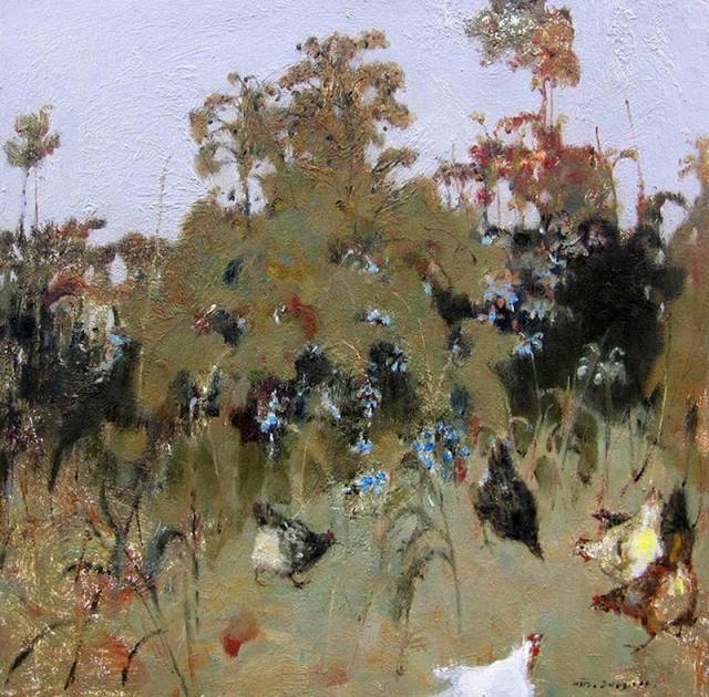 《秋山》120×120cm《农舍》120x120cm雨后 120cm×120cm秋色 80cm