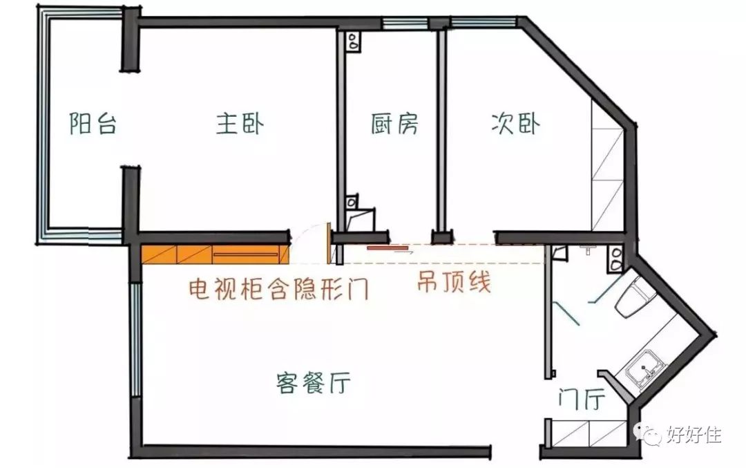 背景墙隐形门cad平面图图片