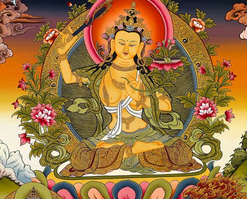 一切刹尘礼于一微尘中 见一切诸佛 菩萨众围绕 法界尘亦然以众妙音声