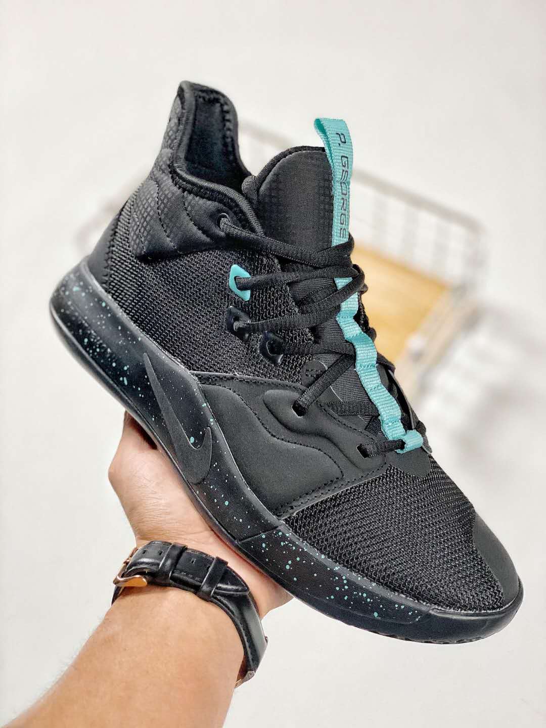 nike pg 3 black aqua实拍