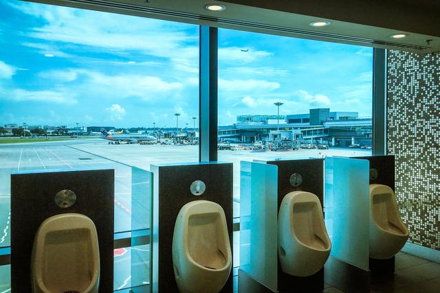 新加坡机场出了名的好它是最老的一个航站楼厕所里的风光无限