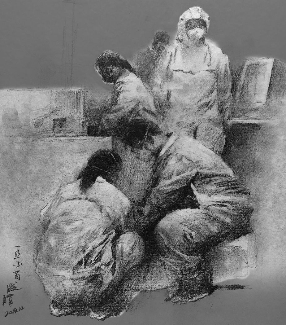 《战疫魔》十幅力作融汇了炭笔淡彩,铅笔速写,铅笔素描等创作形式