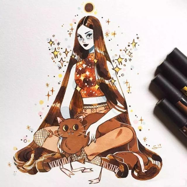 美的不要不要的手绘插画这配色太绝了