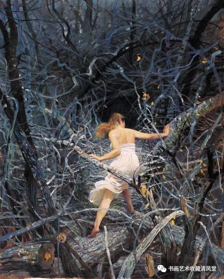 中国油画美丽花季之女